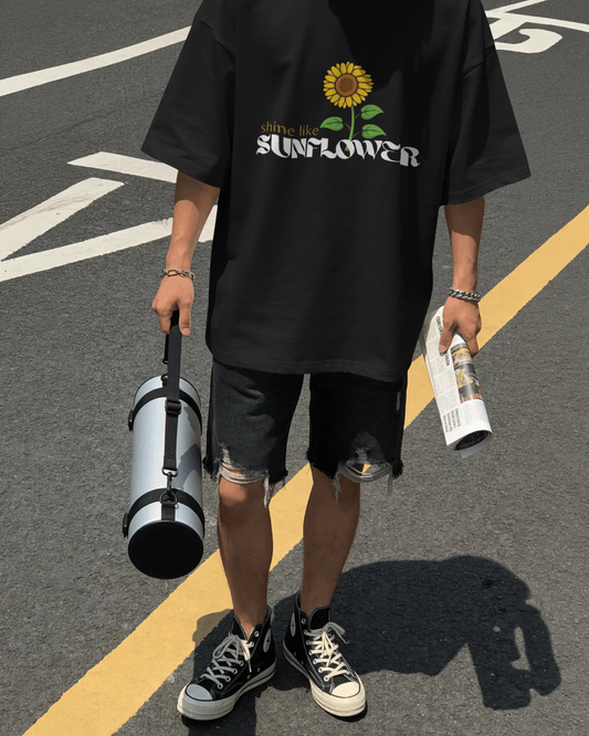 Sunflower design Black Oversized Classic T-Shirt