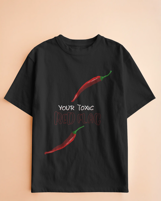Red Flag Black Oversized Classic T-Shirt